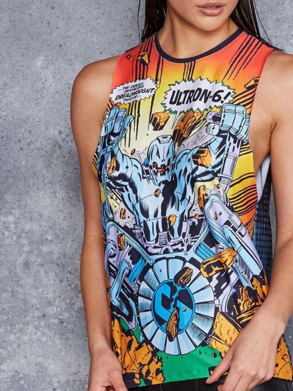 Blackmilk Marvel Avengers Ultron Comic Book Muscle Oversize Gym Tank Size XL